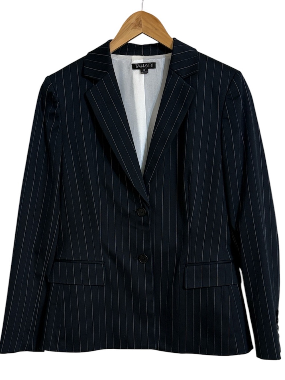 Tahari Navy Pinstripe Blazer